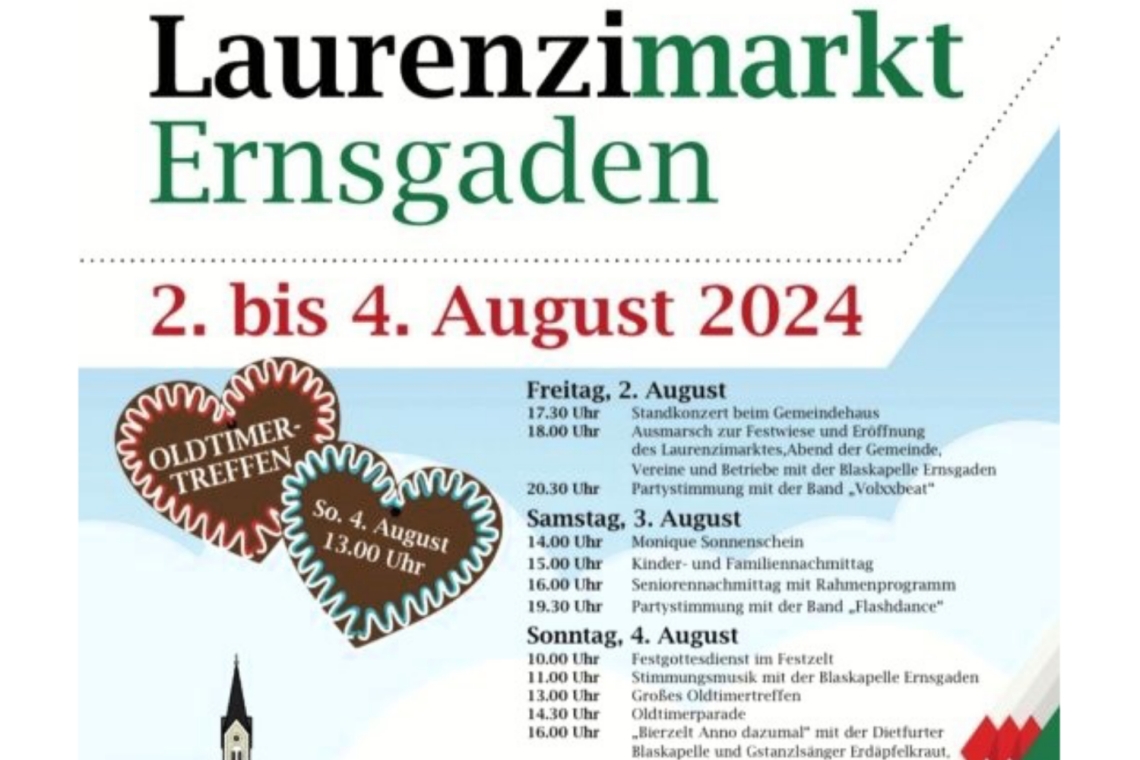 Laurenzimarkt Ernsgaden 2024 vom 2. bis 4. August 2024