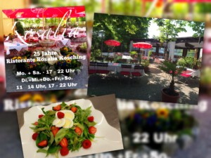 Lassen Sie sich am Abend bei einer leckeren Pizza, Pasta und einem Glas Wein im Biergarten verwöhnen.